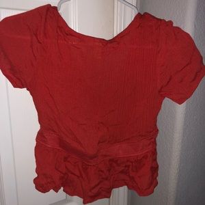 Red Button Crop Top